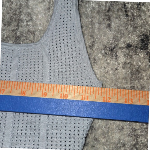 Babaton Aritzia Blue Pointelle Knit Square Neck Crop Tank Top XS - Picture 3 of 9